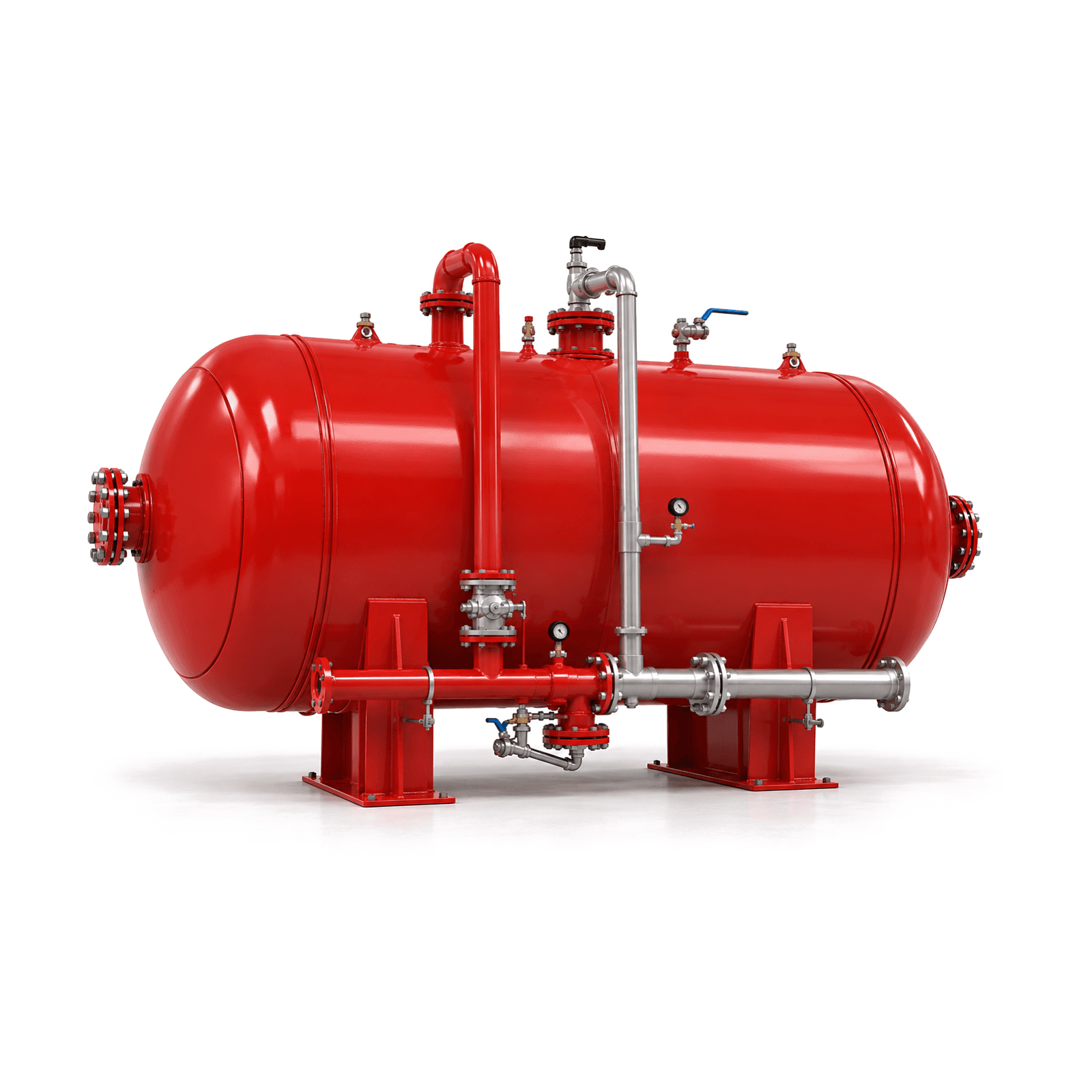 Horizontal foam bladder tank with ratio controller