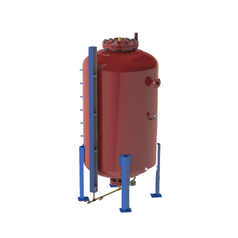 Vertical foam bladder tank with ratio controller