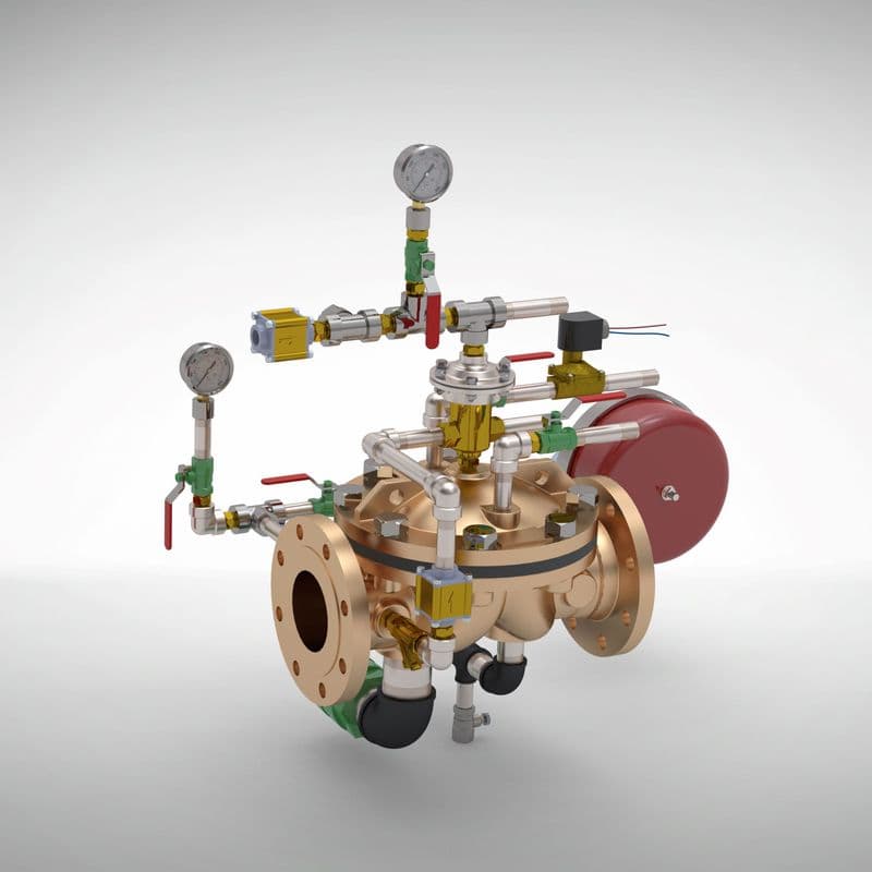 Dry pilot inline deluge valve assembly in aluminium bronze