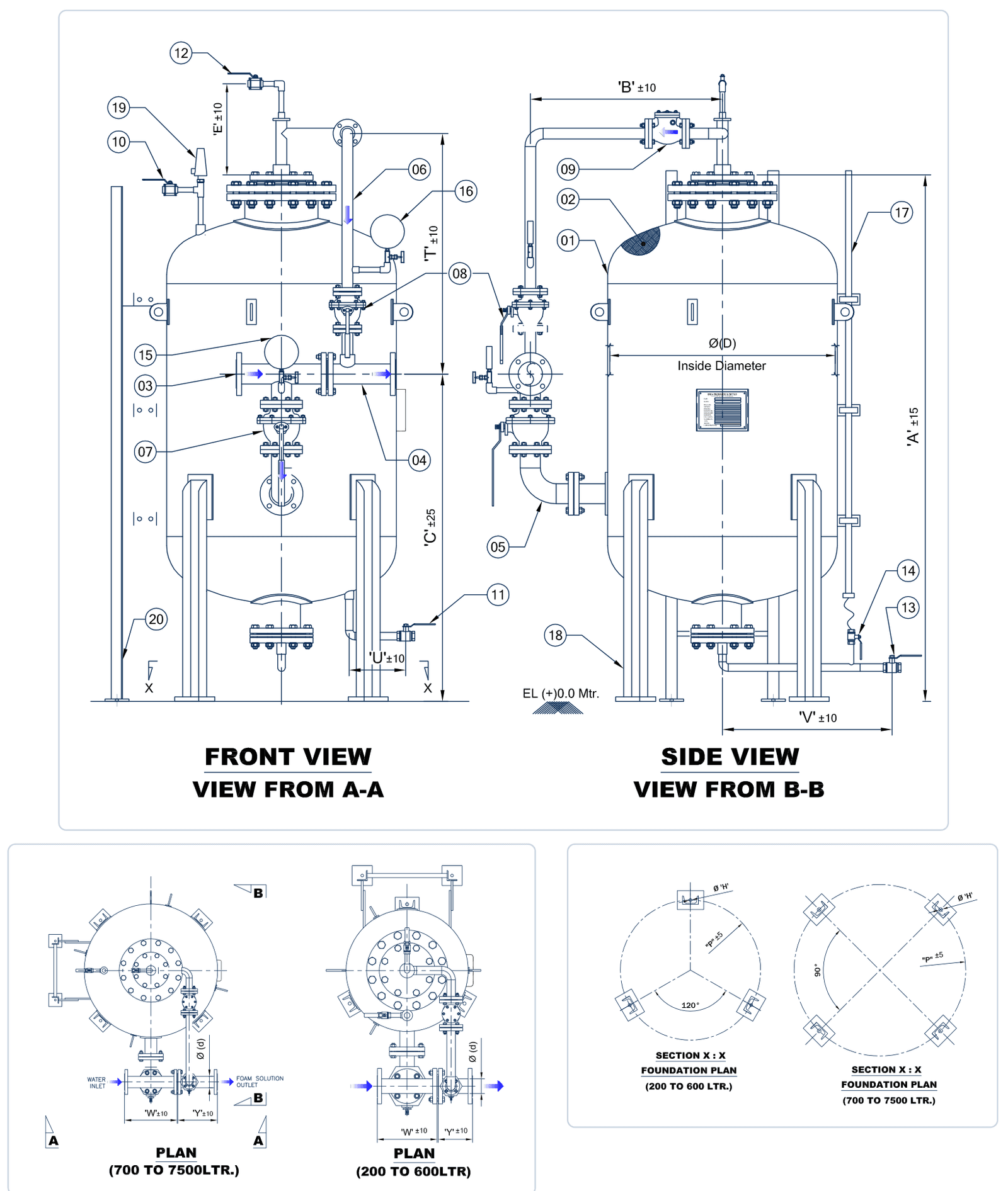 Vertical bladder tank, general arrangement