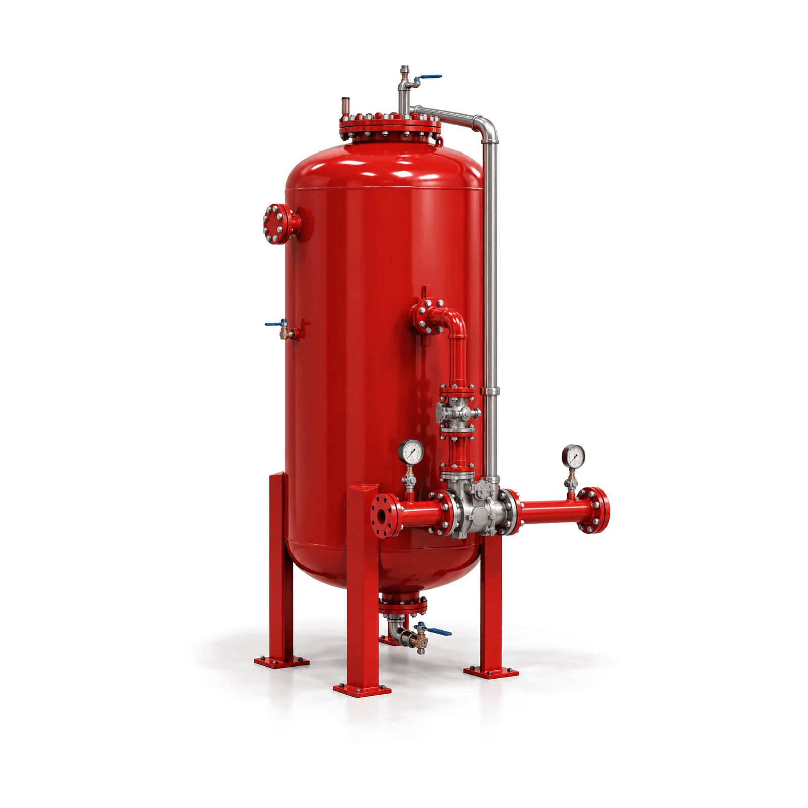 Vertical foam bladder tank with ratio controller