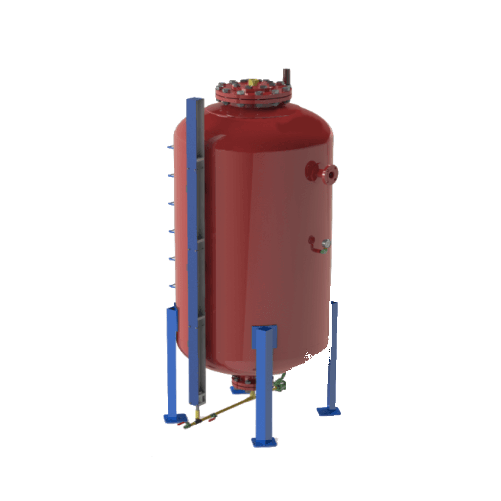 Vertical foam bladder tank with ratio controller
